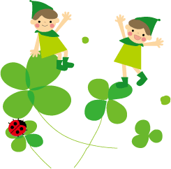 クローバー　と　子どもの　イラスト